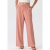image:imageIWOLLENCE Womens Wide Leg Striped Pants High Waist Straight Lounge Gingham Work Pant Casual Loose Trousers with PocketsStyellow Pink