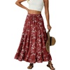image:imageIWOLLENCE Womens Flowy Boho Elastic High Waist Maxi Skirt Floral ALine Tiered Long Skirts for Women with Pockets65 White Plum Blossom