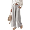 image:imageIWOLLENCE Womens Wide Leg Striped Pants High Waist Straight Lounge Gingham Work Pant Casual Loose Trousers with PocketsStdark Grey White