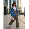 image:imageIWOLLENCE Women Wide Leg Pants Waffle Stretchy Work Dress Pants Business Casual Outfits Slacks TrousersArmy Green