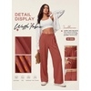 image:imageIWOLLENCE Women Wide Leg Pants Waffle Stretchy Work Dress Pants Business Casual Outfits Slacks TrousersBrick Red