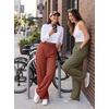 image:imageIWOLLENCE Women Wide Leg Pants Waffle Stretchy Work Dress Pants Business Casual Outfits Slacks TrousersBrick Red