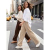 image:imageIWOLLENCE Women Wide Leg Pants Waffle Stretchy Work Dress Pants Business Casual Outfits Slacks TrousersBrown