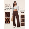 image:imageIWOLLENCE Women Wide Leg Pants Waffle Stretchy Work Dress Pants Business Casual Outfits Slacks TrousersBrown