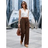 image:imageIWOLLENCE Women Wide Leg Pants Waffle Stretchy Work Dress Pants Business Casual Outfits Slacks TrousersBrown