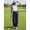 image:imageIWOLLENCE Women Wide Leg Pants Waffle Stretchy Work Dress Pants Business Casual Outfits Slacks TrousersNavy Blue