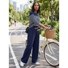 image:imageIWOLLENCE Women Wide Leg Pants Waffle Stretchy Work Dress Pants Business Casual Outfits Slacks TrousersNavy Blue