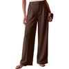 image:imageIWOLLENCE Women Wide Leg Pants Waffle Stretchy Work Dress Pants Business Casual Outfits Slacks TrousersBrown