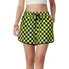 image:imageIWOLLENCE Womens Checkered Shorts Elastic Waist with Drawstring Plaid Short Pants Beach Summer with PocketsCdblack Fluorescent Yellow