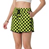 image:imageIWOLLENCE Womens Checkered Shorts Elastic Waist with Drawstring Plaid Short Pants Beach Summer with PocketsCdblack Fluorescent Yellow