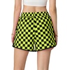 image:imageIWOLLENCE Womens Checkered Shorts Elastic Waist with Drawstring Plaid Short Pants Beach Summer with PocketsCdblack Fluorescent Yellow