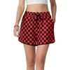 image:imageIWOLLENCE Womens Checkered Shorts Elastic Waist with Drawstring Plaid Short Pants Beach Summer with PocketsCdblack Red
