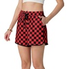 image:imageIWOLLENCE Womens Checkered Shorts Elastic Waist with Drawstring Plaid Short Pants Beach Summer with PocketsCdblack Red