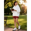image:imageIWOLLENCE Womens Checkered Shorts Elastic Waist with Drawstring Plaid Short Pants Beach Summer with PocketsCdblack Red