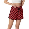 image:imageIWOLLENCE Womens Checkered Shorts Elastic Waist with Drawstring Plaid Short Pants Beach Summer with PocketsCdblack Red