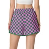 image:imageIWOLLENCE Womens Checkered Shorts Elastic Waist with Drawstring Plaid Short Pants Beach Summer with PocketsCddark Pink Green