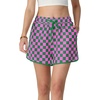image:imageIWOLLENCE Womens Checkered Shorts Elastic Waist with Drawstring Plaid Short Pants Beach Summer with PocketsCddark Pink Green