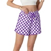 image:imageIWOLLENCE Womens Checkered Shorts Elastic Waist with Drawstring Plaid Short Pants Beach Summer with PocketsCdpurple White