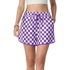 image:imageIWOLLENCE Womens Checkered Shorts Elastic Waist with Drawstring Plaid Short Pants Beach Summer with PocketsCdpurple White