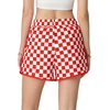 image:imageIWOLLENCE Womens Checkered Shorts Elastic Waist with Drawstring Plaid Short Pants Beach Summer with PocketsCdred White