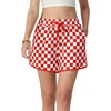 image:imageIWOLLENCE Womens Checkered Shorts Elastic Waist with Drawstring Plaid Short Pants Beach Summer with PocketsCdred White