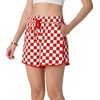 image:imageIWOLLENCE Womens Checkered Shorts Elastic Waist with Drawstring Plaid Short Pants Beach Summer with PocketsCdred White