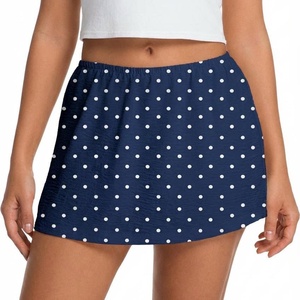 image:imageIWOLLENCE Womens Mini Skirt with Shorts Underneath Casual Summer Short Skirts Cute A Line SkortsPd Navy Blue