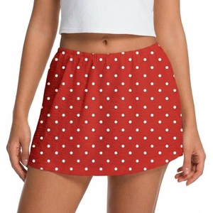 image:imageIWOLLENCE Womens Mini Skirt with Shorts Underneath Casual Summer Short Skirts Cute A Line SkortsPd Red