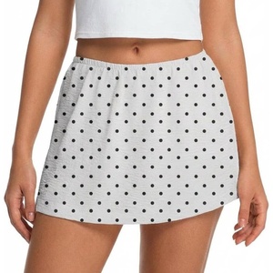 image:imageIWOLLENCE Womens Mini Skirt with Shorts Underneath Casual Summer Short Skirts Cute A Line SkortsPd White