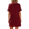 image:imageIWOLLENCE Swimsuit Coverup for Women Crochet V Neck Short Sleeve Beach Cover Up Dress with PocketsBurgundy