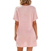 image:imageIWOLLENCE Swimsuit Coverup for Women Crochet V Neck Short Sleeve Beach Cover Up Dress with PocketsSakura Pink