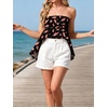 image:imageIWOLLENCE Womens Tube Tops Flowy Pleated Strapless Top Long Sleeveless Bandeau Tanks Cute Beach Coverups SummerFp Black Orange Plume