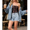 image:imageIWOLLENCE Womens Tube Tops Flowy Pleated Strapless Top Long Sleeveless Bandeau Tanks Cute Beach Coverups SummerFp Black Orange Plume