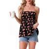 image:imageIWOLLENCE Womens Tube Tops Flowy Pleated Strapless Top Long Sleeveless Bandeau Tanks Cute Beach Coverups SummerFp Black Orange Plume