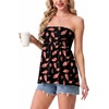 image:imageIWOLLENCE Womens Tube Tops Flowy Pleated Strapless Top Long Sleeveless Bandeau Tanks Cute Beach Coverups SummerFp Black Orange Plume