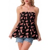 image:imageIWOLLENCE Womens Tube Tops Flowy Pleated Strapless Top Long Sleeveless Bandeau Tanks Cute Beach Coverups SummerFp Black Orange Plume