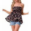 image:imageIWOLLENCE Womens Tube Tops Flowy Pleated Strapless Top Long Sleeveless Bandeau Tanks Cute Beach Coverups SummerFp Black Paisley