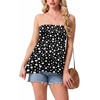 image:imageIWOLLENCE Womens Tube Tops Flowy Pleated Strapless Top Long Sleeveless Bandeau Tanks Cute Beach Coverups SummerFp Black White Dots