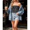image:imageIWOLLENCE Womens Tube Tops Flowy Pleated Strapless Top Long Sleeveless Bandeau Tanks Cute Beach Coverups SummerFp Black White Dots