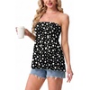image:imageIWOLLENCE Womens Tube Tops Flowy Pleated Strapless Top Long Sleeveless Bandeau Tanks Cute Beach Coverups SummerFp Black White Dots