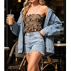 image:imageIWOLLENCE Womens Tube Tops Flowy Pleated Strapless Top Long Sleeveless Bandeau Tanks Cute Beach Coverups SummerFp Brown Snakeskin Grain