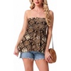image:imageIWOLLENCE Womens Tube Tops Flowy Pleated Strapless Top Long Sleeveless Bandeau Tanks Cute Beach Coverups SummerFp Brown Snakeskin Grain