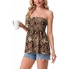image:imageIWOLLENCE Womens Tube Tops Flowy Pleated Strapless Top Long Sleeveless Bandeau Tanks Cute Beach Coverups SummerFp Brown Snakeskin Grain