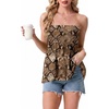 image:imageIWOLLENCE Womens Tube Tops Flowy Pleated Strapless Top Long Sleeveless Bandeau Tanks Cute Beach Coverups SummerFp Brown Snakeskin Grain