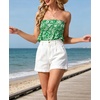 image:imageIWOLLENCE Womens Tube Tops Flowy Pleated Strapless Top Long Sleeveless Bandeau Tanks Cute Beach Coverups SummerFp Green Pineapple
