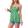 image:imageIWOLLENCE Womens Tube Tops Flowy Pleated Strapless Top Long Sleeveless Bandeau Tanks Cute Beach Coverups SummerFp Green Pineapple