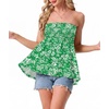 image:imageIWOLLENCE Womens Tube Tops Flowy Pleated Strapless Top Long Sleeveless Bandeau Tanks Cute Beach Coverups SummerFp Green Pineapple