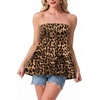 image:imageIWOLLENCE Womens Tube Tops Flowy Pleated Strapless Top Long Sleeveless Bandeau Tanks Cute Beach Coverups SummerFp Yellow Black Leopard