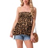 image:imageIWOLLENCE Womens Tube Tops Flowy Pleated Strapless Top Long Sleeveless Bandeau Tanks Cute Beach Coverups SummerFp Yellow Black Leopard