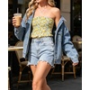 image:imageIWOLLENCE Womens Tube Tops Flowy Pleated Strapless Top Long Sleeveless Bandeau Tanks Cute Beach Coverups SummerFp Yellow Rose